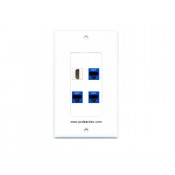 Placa Tapa Decora HDMI 4k pigtail + 3 Jack RJ45 Cat6 en ABS